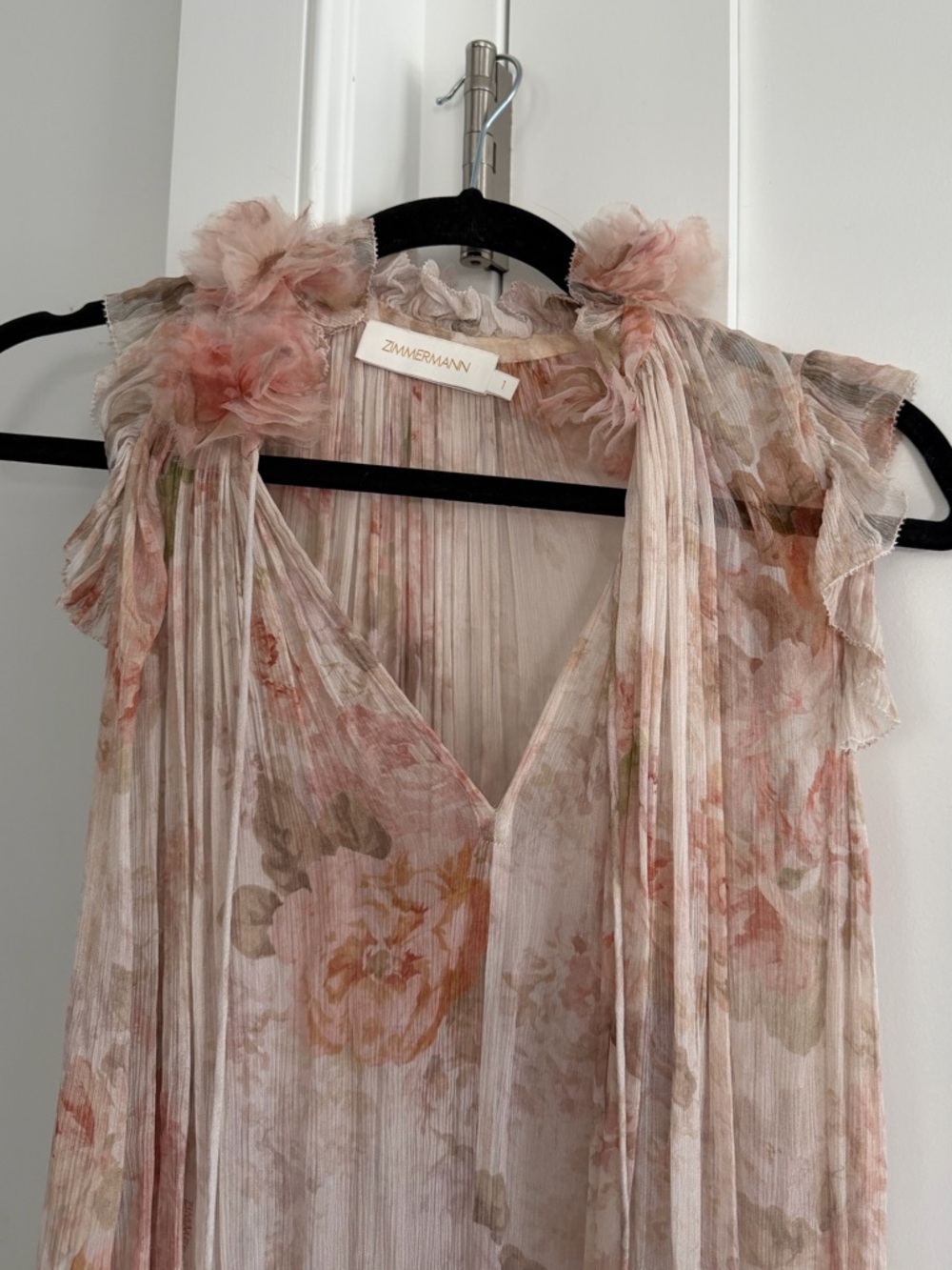 Zimmermann Blush Pink Floral Pleated Maxi Dress - Picture 3 of 7